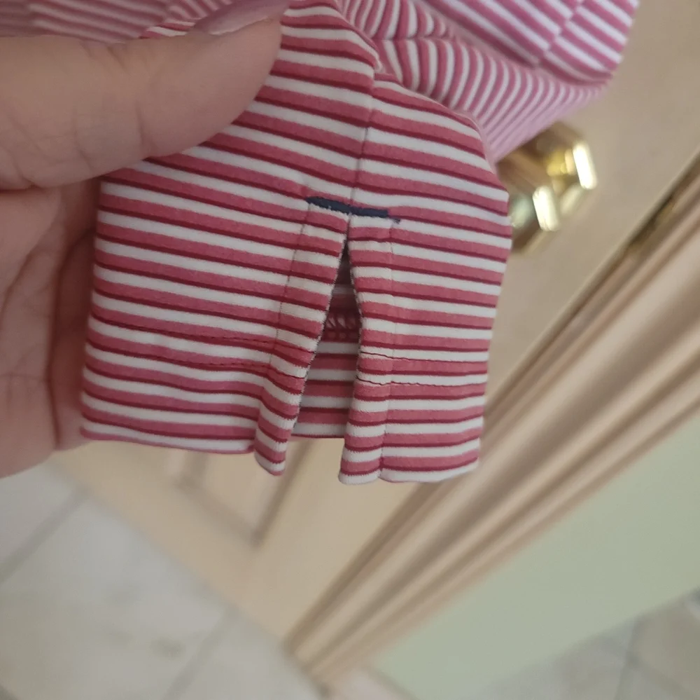 Mens Sz M Adidas Adipure Red Striped Golf Polo Shirt